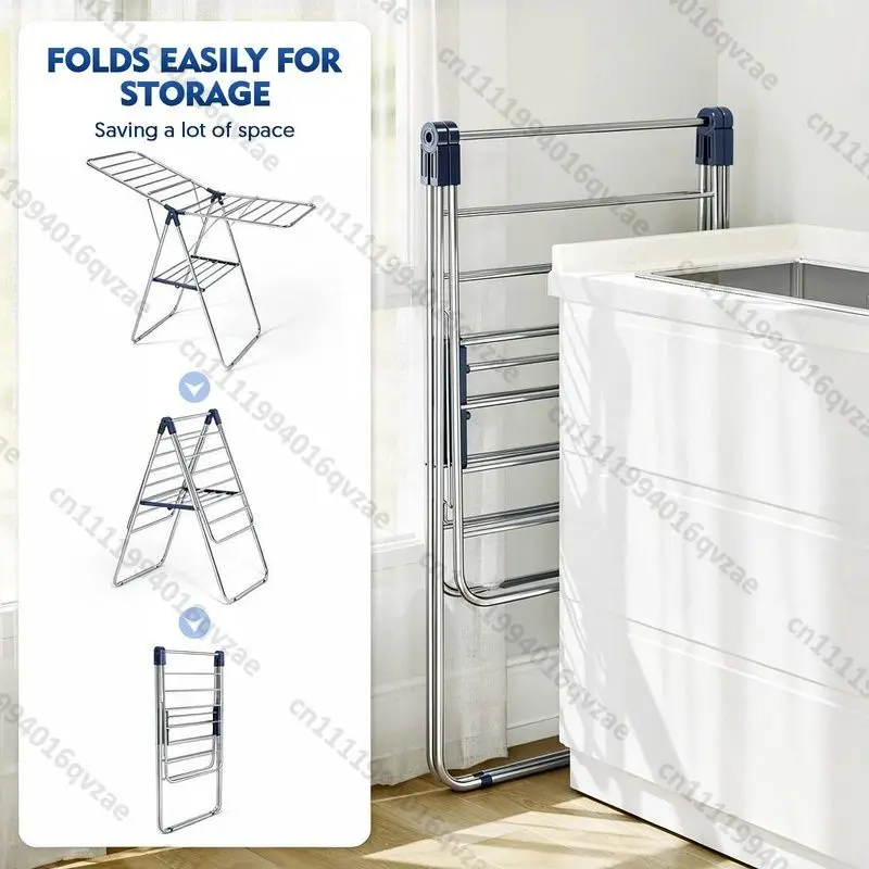 Metal Drying Rack Foldable Lifting Adjustment Household Balcony Laundry Rack