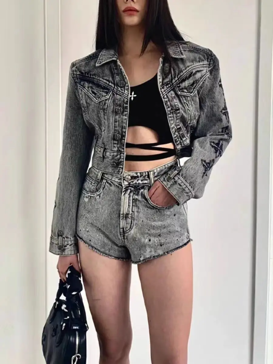 2024 Embroidered hot Shorts Womens Jeans Shorts Casual Summer Plus Size Shorts Female High Waisted Denim Shorts Pant