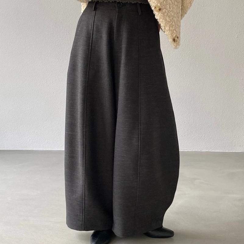 

2025 Women's High Waist Balloon Trousers, Thick Wool Wide-Leg Pants Winter Fashion