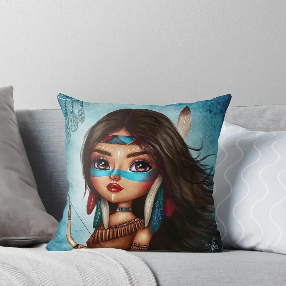 

Beautiful Native American Girl in Traditional Dress Throw Pillow Ornamental Pillow Decorative Cushion pillow