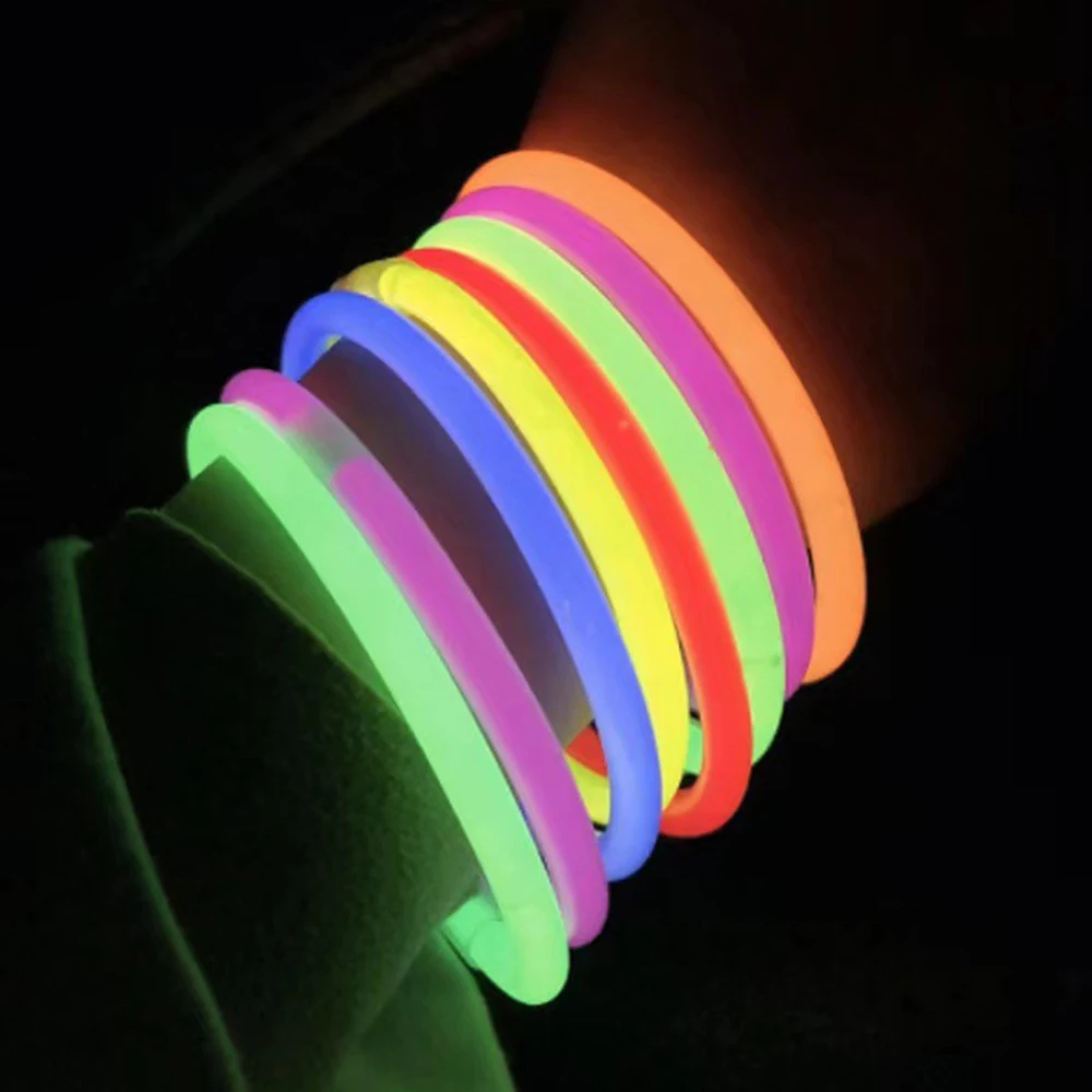 100pcs Fluorescence Sticks Party Multicolor Glowing Stick Colorful Light Bendable Glow Bracelet Night Glow Party Supplies