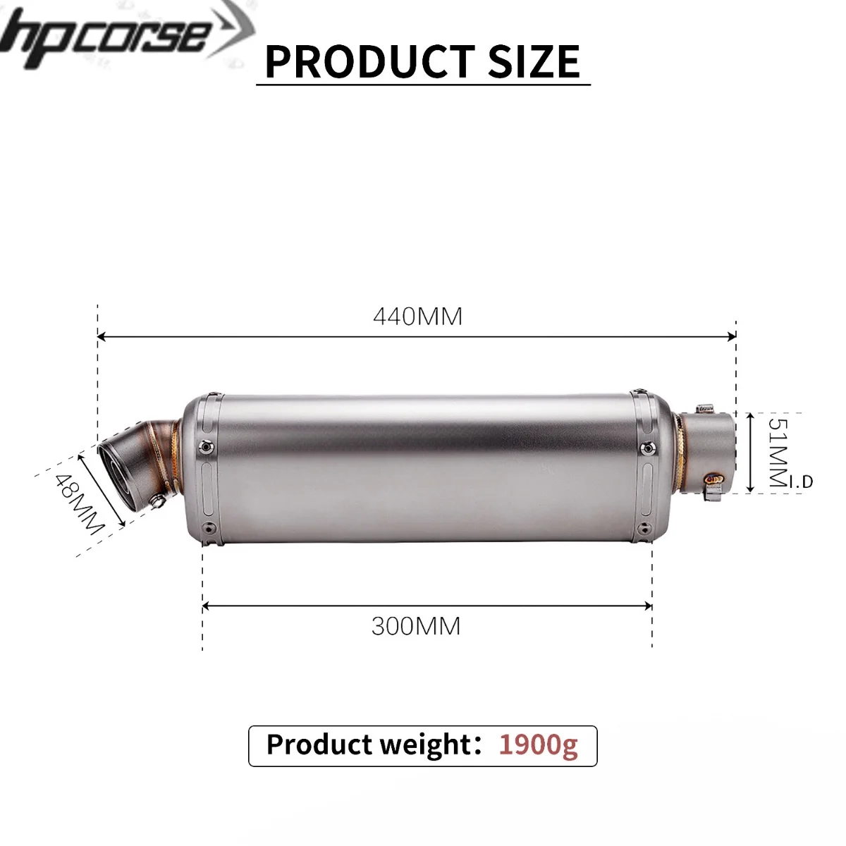 440Universal 51mm Motorcycle Exhaust Muffler Escape Moto with DB Killer For PCX160 PCX125 FZ1N Z900 CBR500R R6 R25 R3 R1