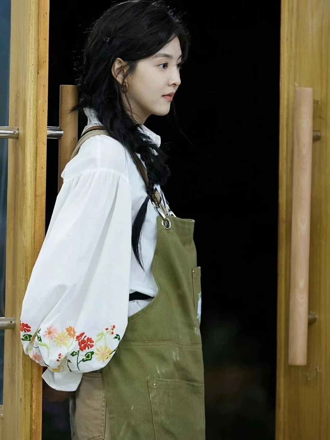 Ele White فانوس مطرز Sve irt الوقوف الياقة الكورية Sle المرأة Busin مزيج القطن عادية irt #3