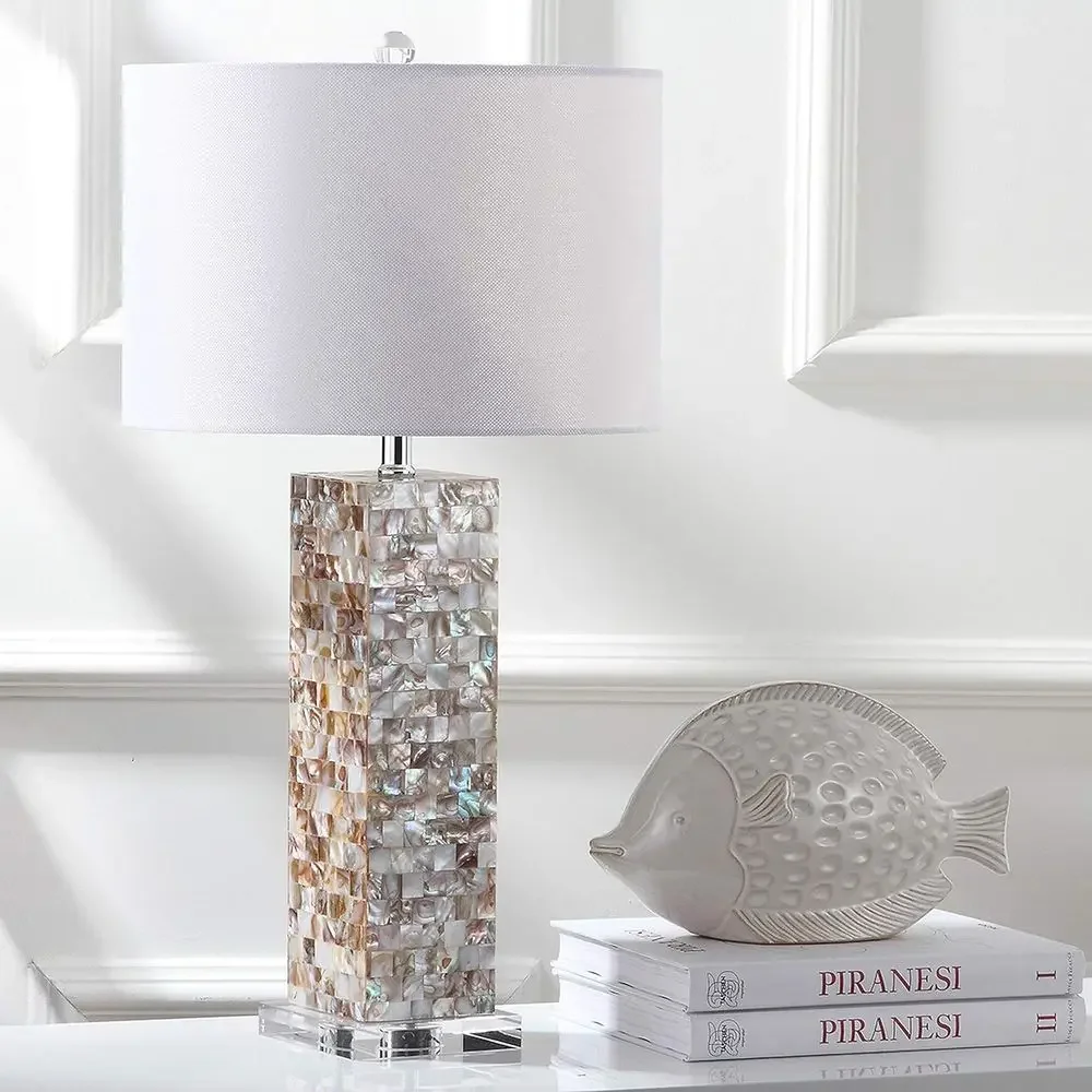 Cream Shell 29-inch LED Table Lamp with Bulbs for Bedroom, Living Room, and Office