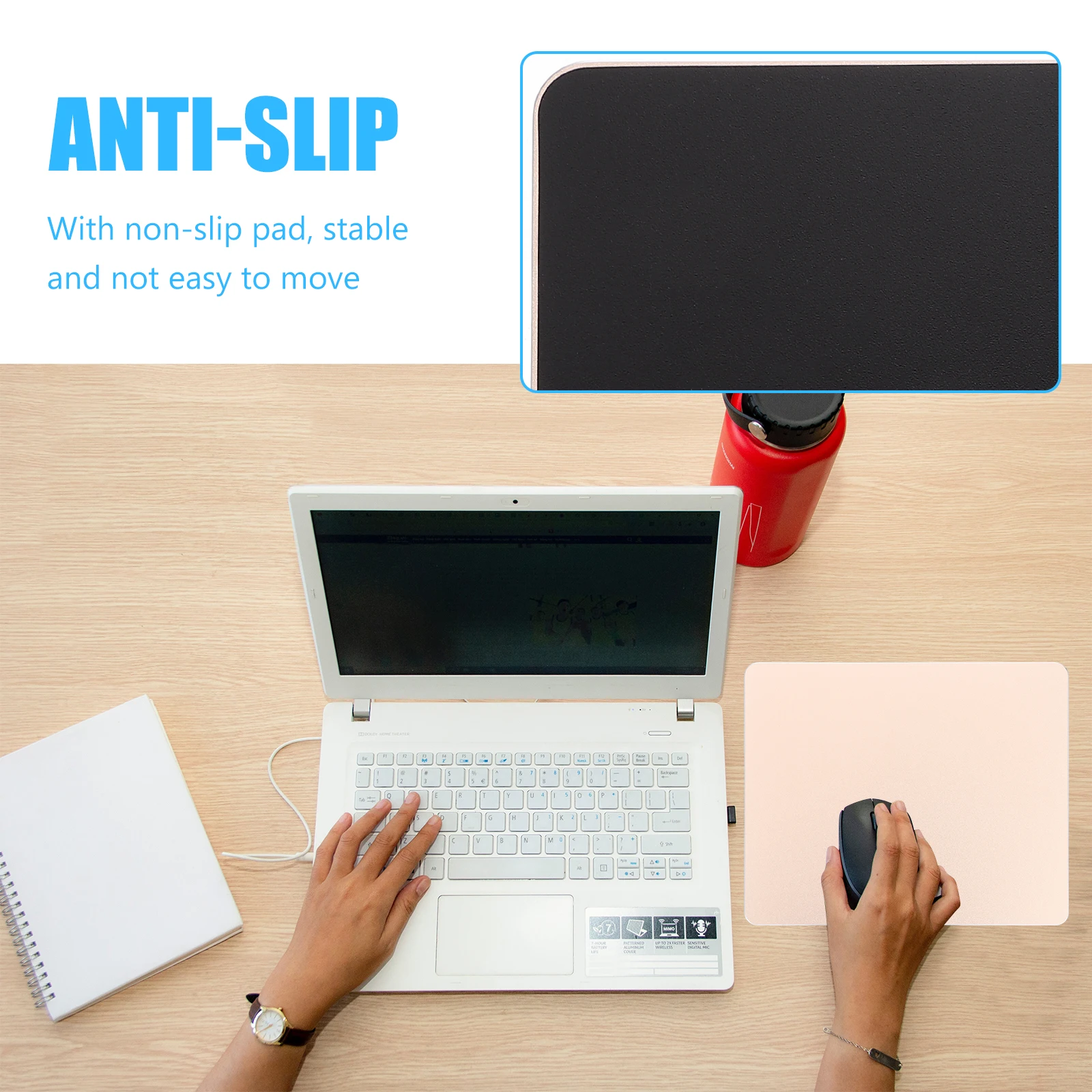 

Mouse Pad Lightweight Desk Aluminum for Portable Mat Square Double-sided Multifunction
