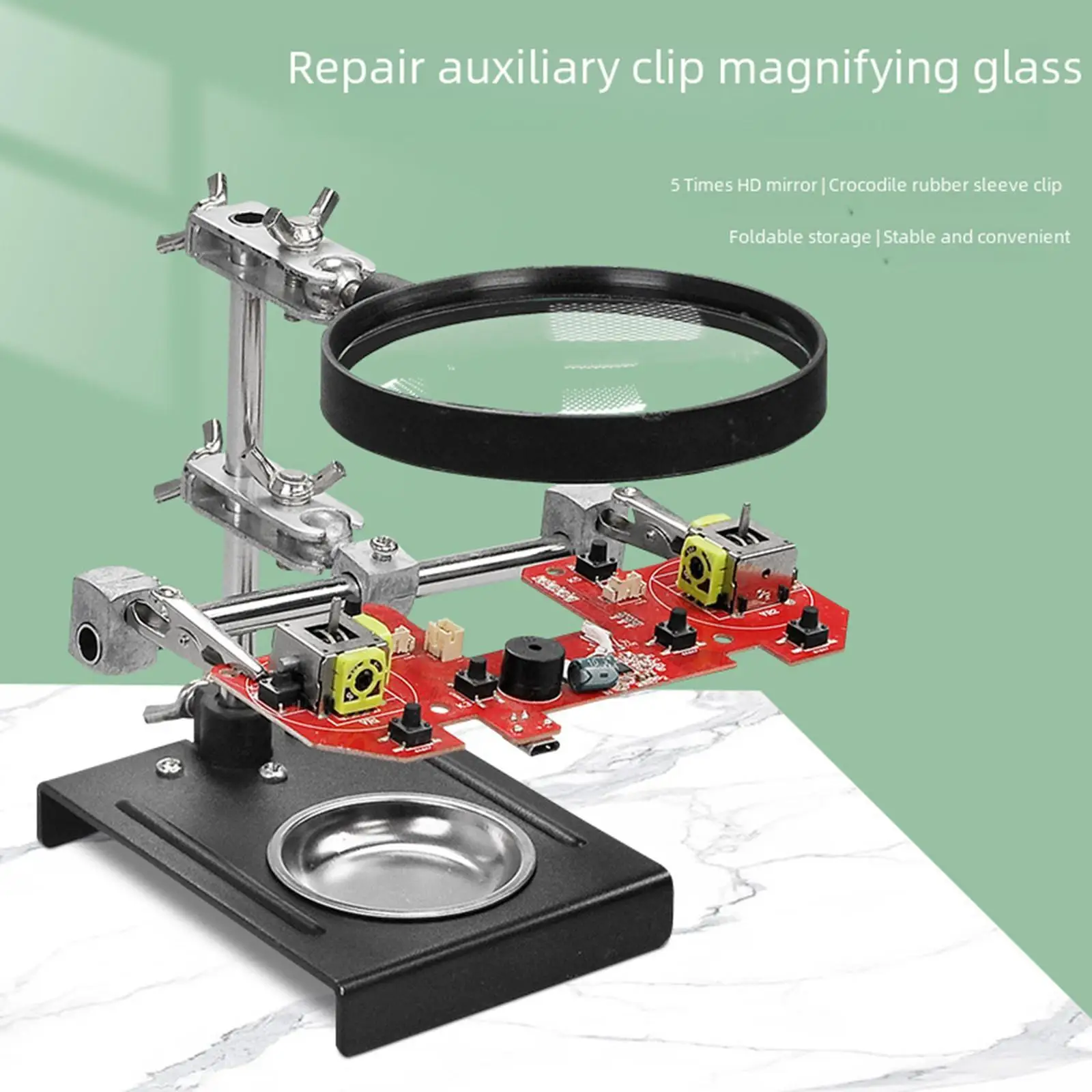 Soldering Station Third Hand Flexible Welding Rack with 5x Magnifying Glass for Micro Objects Electronic Maintenance Crafting