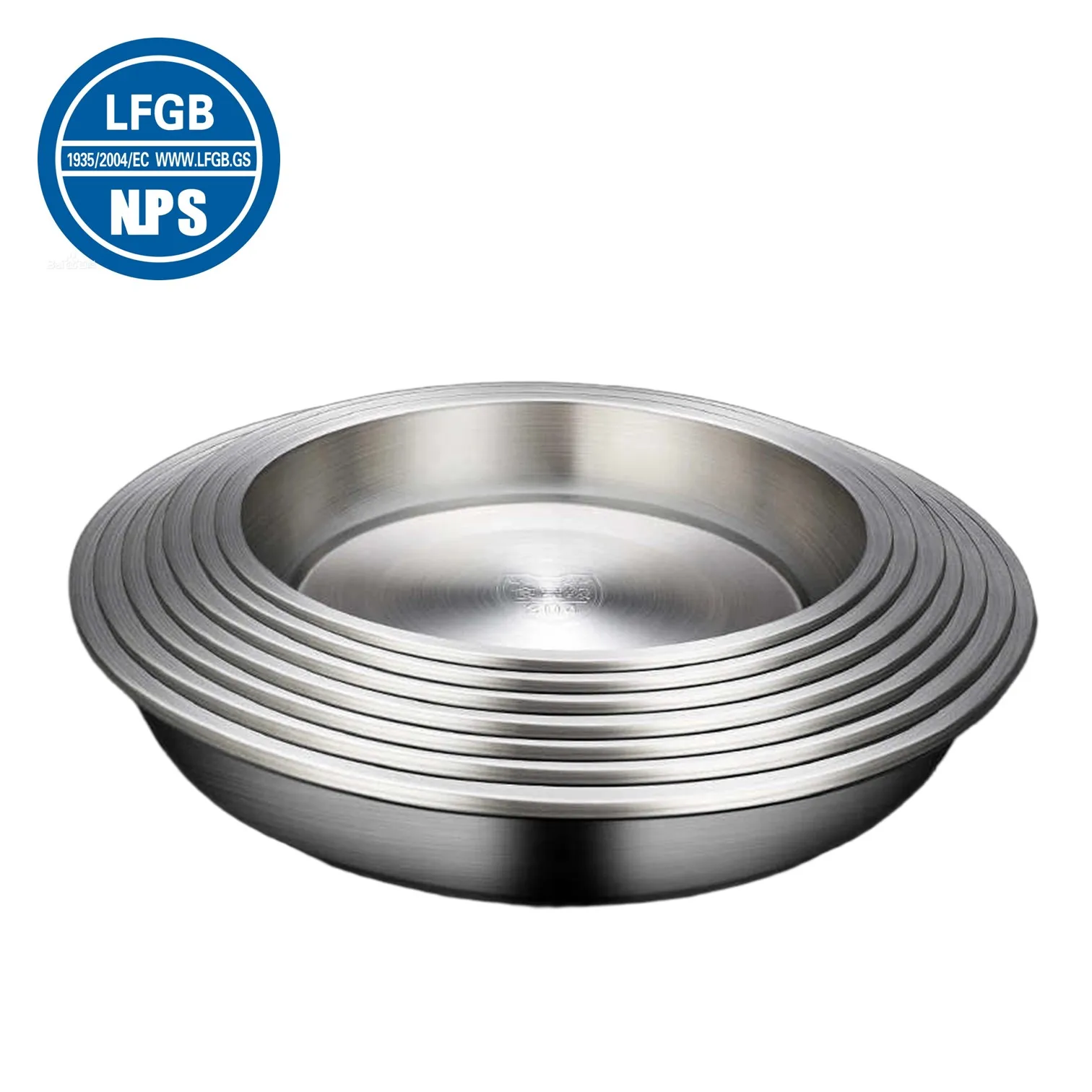 

LFGB Certification 304 Stainless Steel Kitchen Plates 18~26cm Diameter Dining Dish Fall Resistant Easily Cleaning Banquet Basin