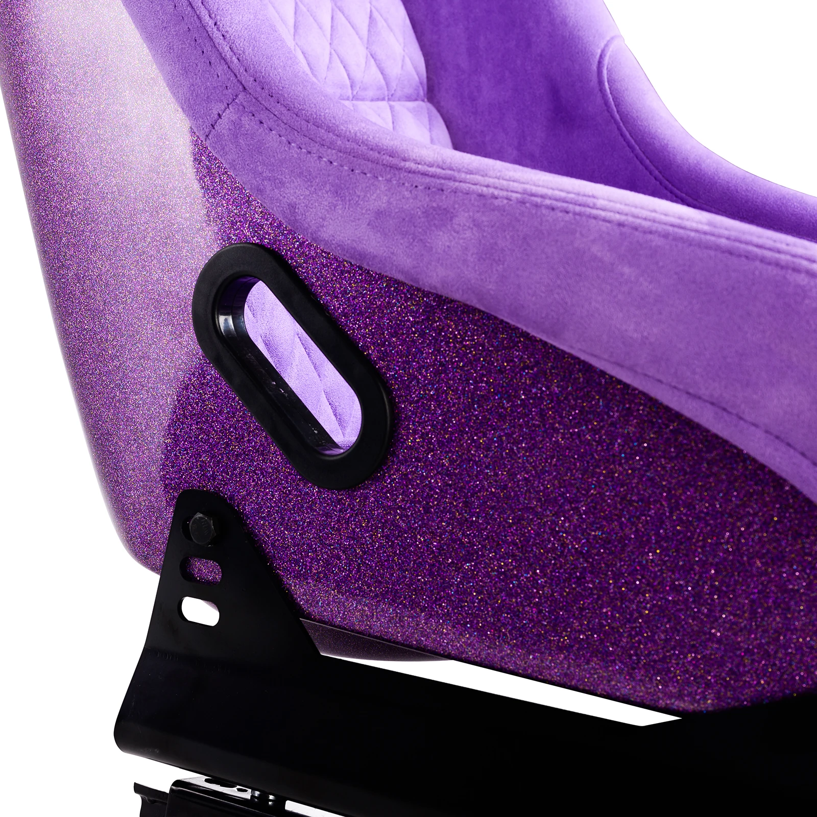 Size L Piece of Universal Fiber Glass Racing Bucket Seat, Purple Glitter Stronger Fiberglass Back w/Dual Lock Slider, Fit for Ra