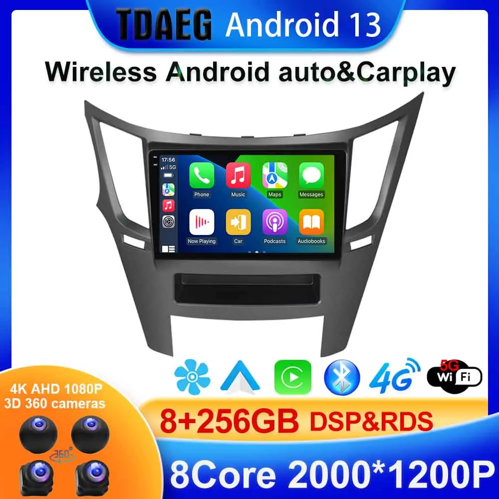 Android 13 8 + 256G Car Radio Multimedia Player for Subaru Legacy Outback 2009-2014 GPS Navigation Carplay Auto  BT5.1