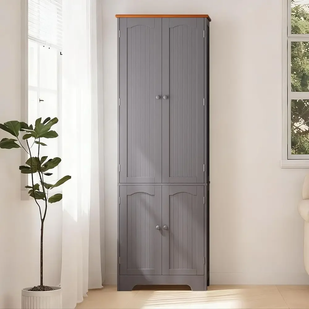 

Wood Storage Cabinet- 72.2'' Pantry Cabior Kitchen Storage, 4 Door reestanding Cupboard, Tall Narrow Storage Cabior Bathroom, Di