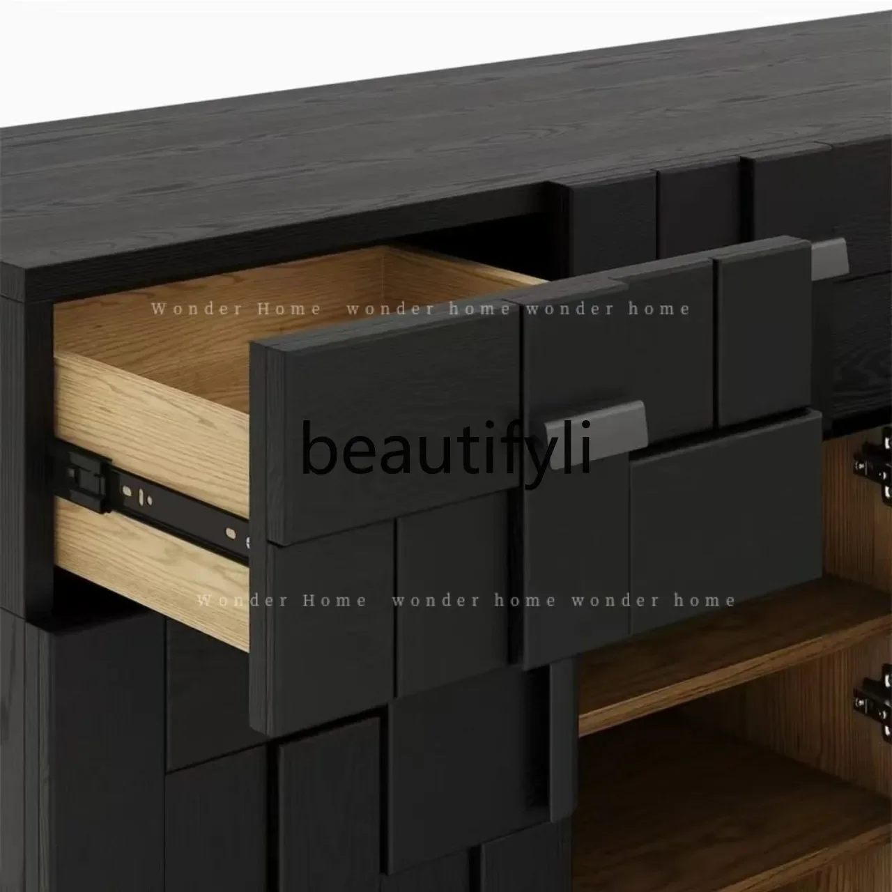 D2520 Medieval solid wood dining side cabinet, living room against the wall, locker, retro entrance cabinet, foyer, entrance tab
