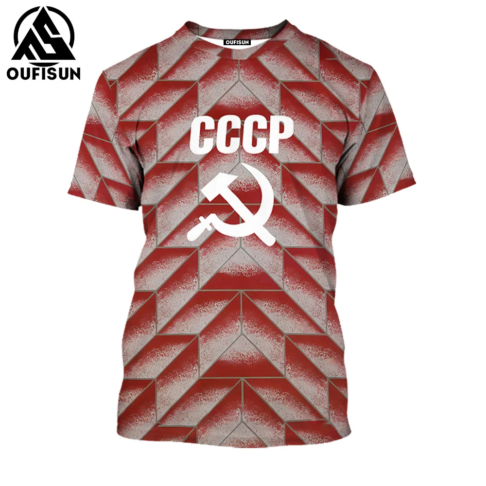 Soviet T-Shirt For Men 3d Printed CCCP Short Sleeved Top Vintage Tees Red Commemorative T-Shirt Casual Breathable Men\'s Clothing