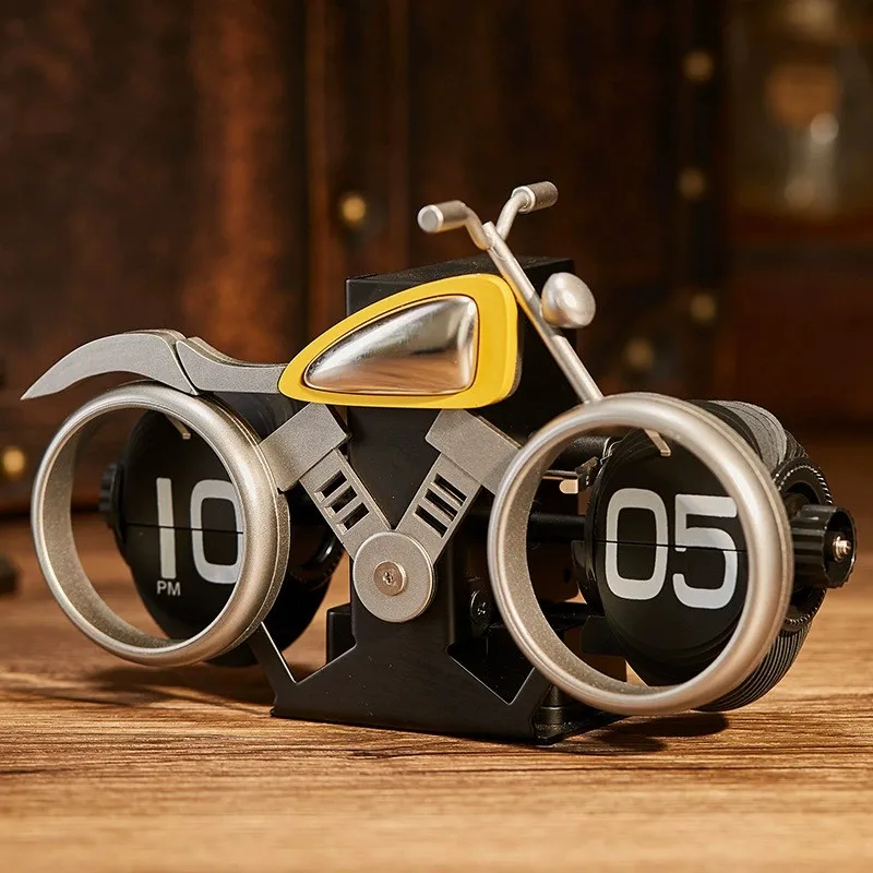 Vintage Flip Page Moto Clock Automatic Page Turning Quartz Time Clocks Decor Creative Home Bedroom Office Desktop Decoration