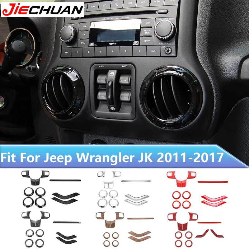 

JIECHUAN ABS Car Steering Wheel Air Conditioning Vent Door Handle Copilot Handle Decoration Cover For Jeep Wrangler JK 2011-2017