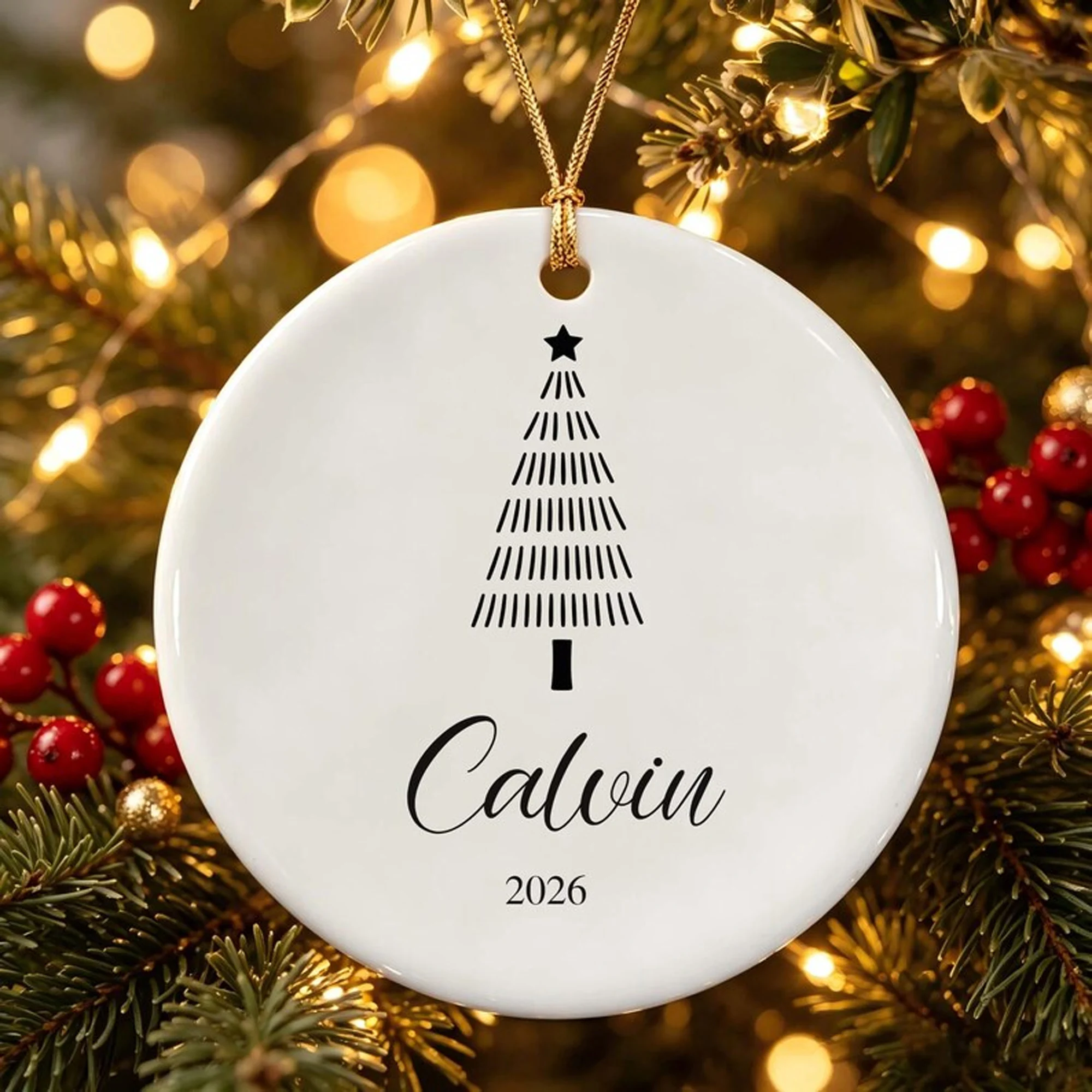 Personalized Ceramic Christmas Tree Ornaments, Custom Name Christmas Tree Pendants, Family Holiday Keepsakes, Christmas2026Gifts