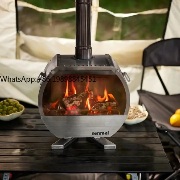 Stainless Steel Backpacking Stove Secondary Burning Fireplace Smokeless Wood Stove for Camping Kitchen