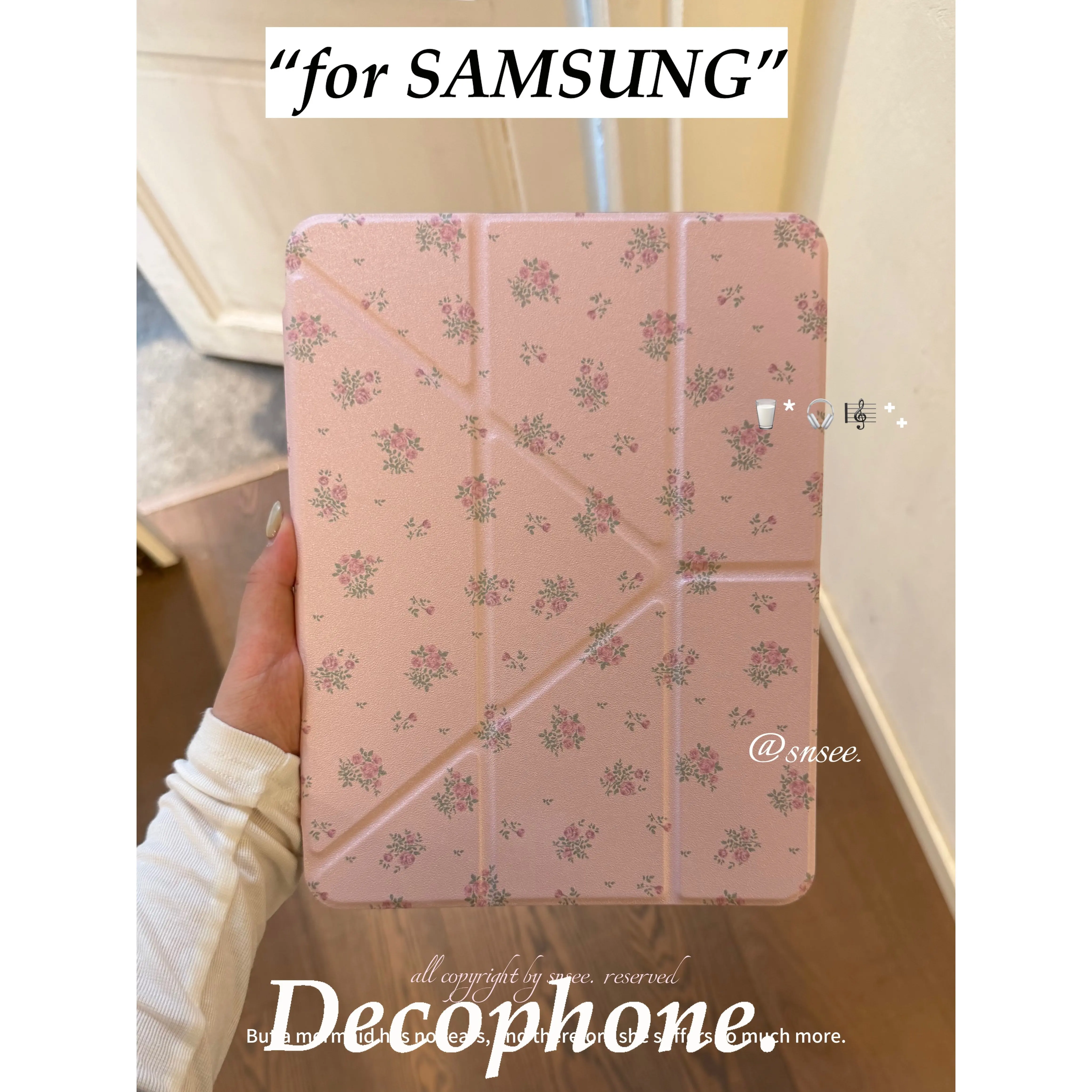 Tablet For Samsung Galaxy Tab A8/A9/A11+FE LITE PLUS/Galaxy Tab S6 Lite/S7/S8/S9/S10+ FE "Pink floral" 3+Y-fold