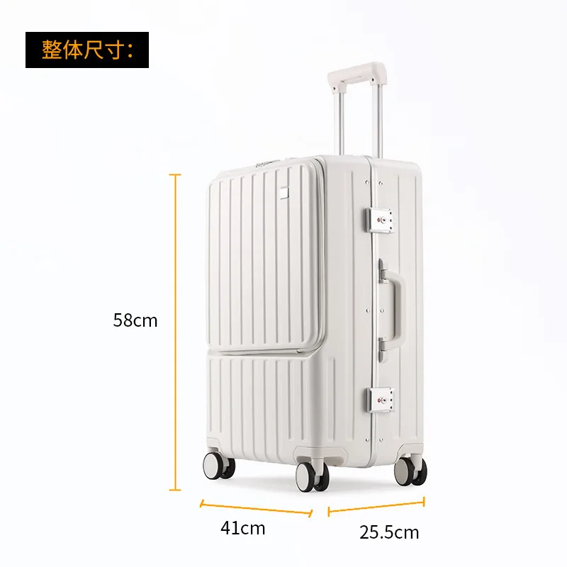 Front Opening Laptop Boarding Case Multifunctional Utility Luggage ABS+PC Aluminum Frame Trolley Case Travel Suitcase