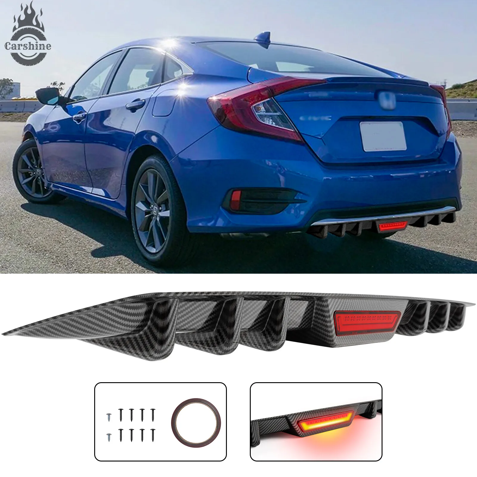 

Диффузор заднего бампера для Honda Civic с LED-подсветкой стоп-сигнала