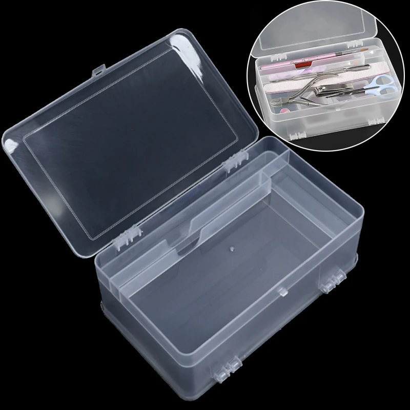 Double-Layer Nail Art Tool Storage Box Large Capacity Empty Case for Nail Art Pens and Brushes Manicure Tool Organizer Container