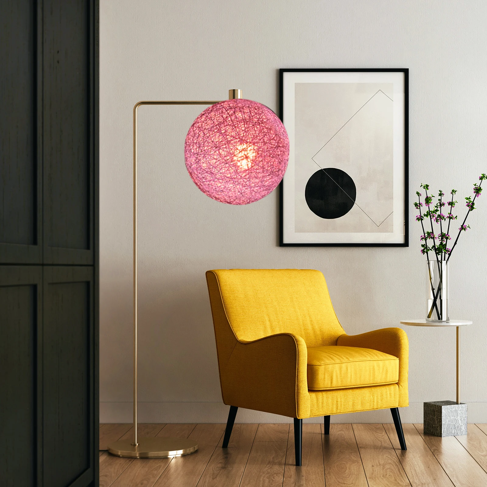 

Rattan Ball Lamp Shade Paper Material Stable Structure Indoor Hanging Light Shade Soft Light Protector for Bedroom Living Room