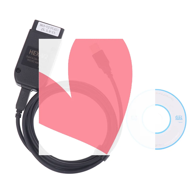 HEX V2-kabel VCDS-interface 24,7 ATMEGA162 5054 USB-interface voor auto's van meerdere merken Detector ondersteunt Engels