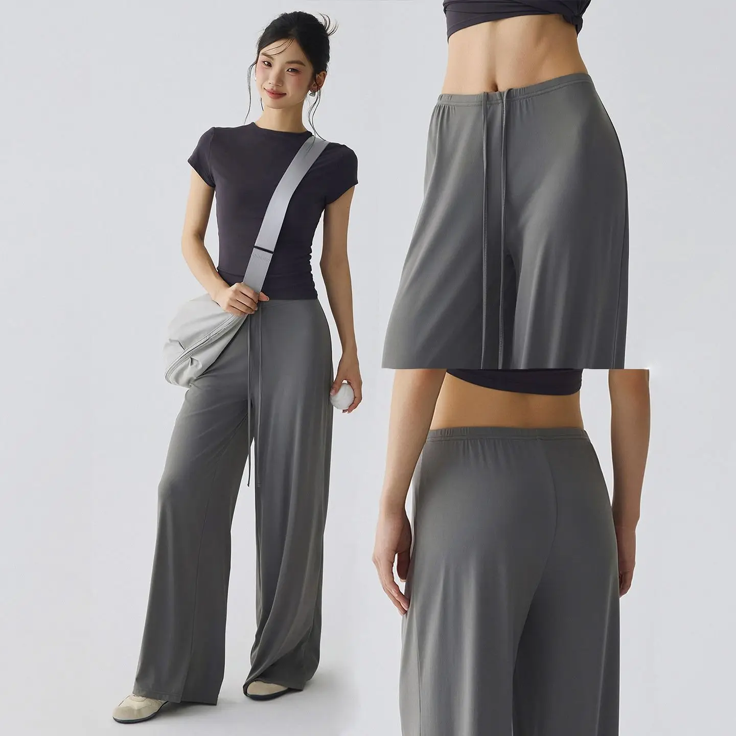 2026 Fitness Men's and Women's Loose Yoga Pants Thin Pilates Training Clothes Lazy Wind Quick-drying Casual Wide-leg Sweatpants