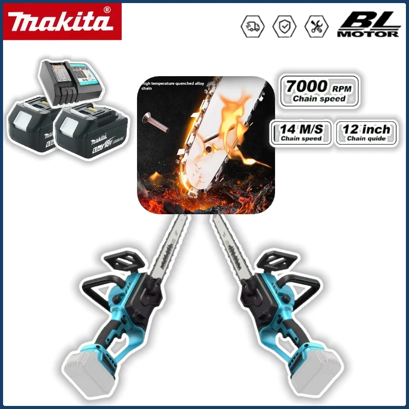 

Makita 7000RPM 600W 18V Battery Handheld Chainsaw Cordless Brushless Electric Chain Saw Graden Pruning Power Tool