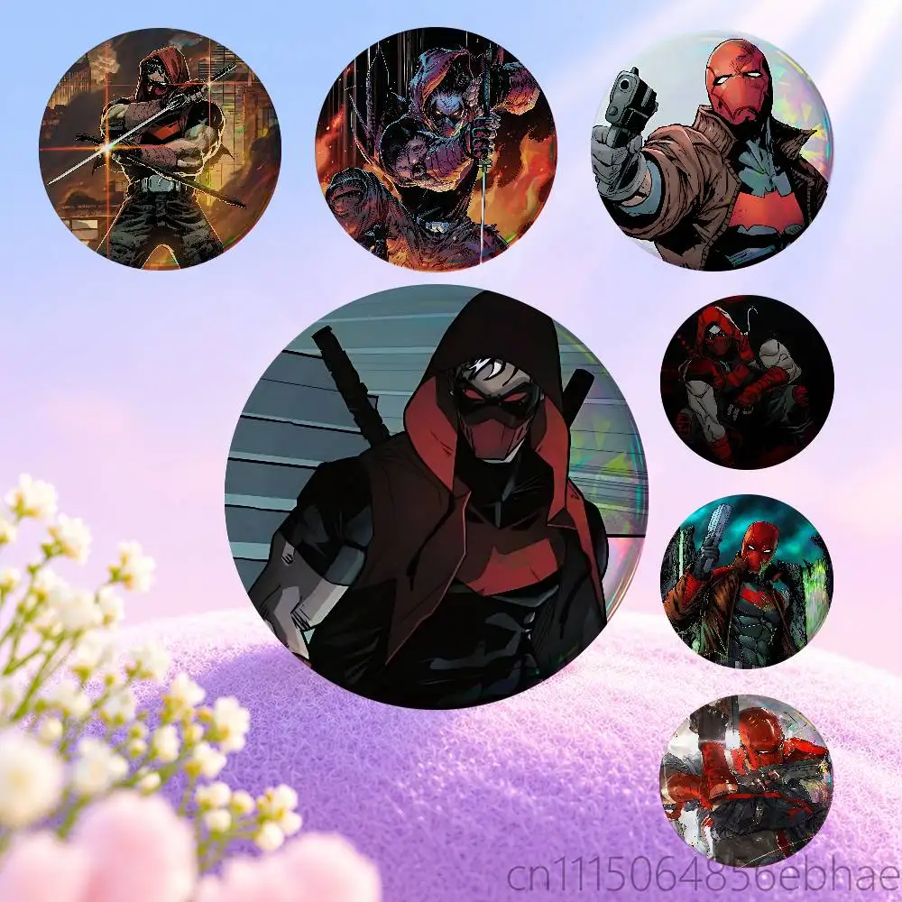 FOR Jason Todd Red Hood Round Exquisite Laser Badge Brooches Creative Pins For Clothes Hat Backpack Gift Accessories