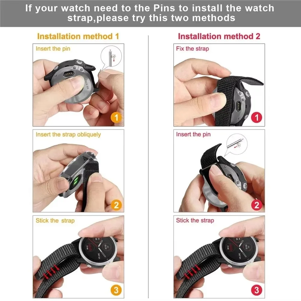 Нейлоновый ремешок с крючком для Garmin Enduro 3 2 Fenix 8 E 8X 7 7X Pro 6X Epix 51 мм 47 мм Tactix 7 Smart 26 мм 22 мм Ремешок для часов Fenix 8X