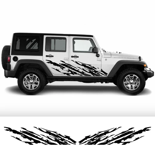 Pegatinas laterales para puerta de coche, calcomanías de película de vinilo para decoración, accesorios de sintonización automática, para Jeep Wrangler JK JL TJ YJ