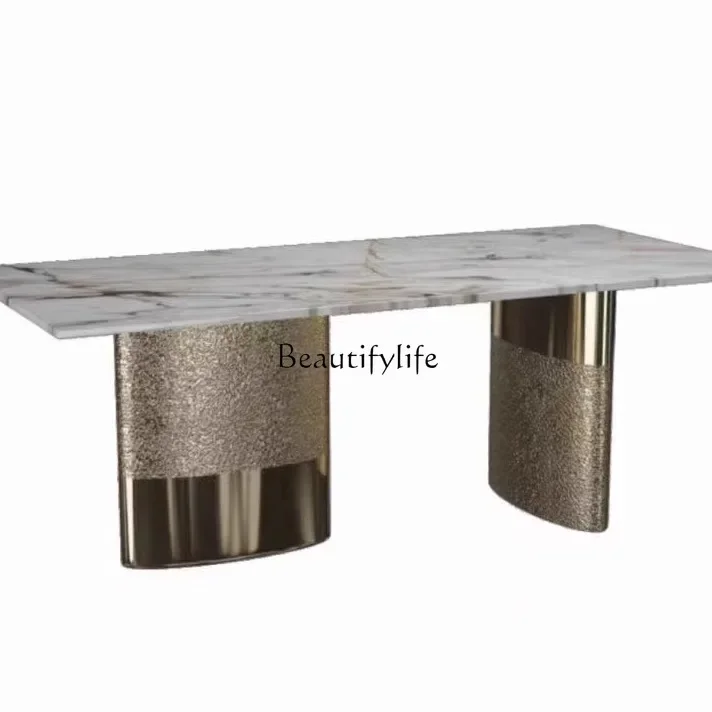 أقدام طاولة طعام من الفولاذ المقاوم للصدأ، أرجل رف مستديرة من الحجر الفاخر، أرجل قاعدة بإطار رخامي #3