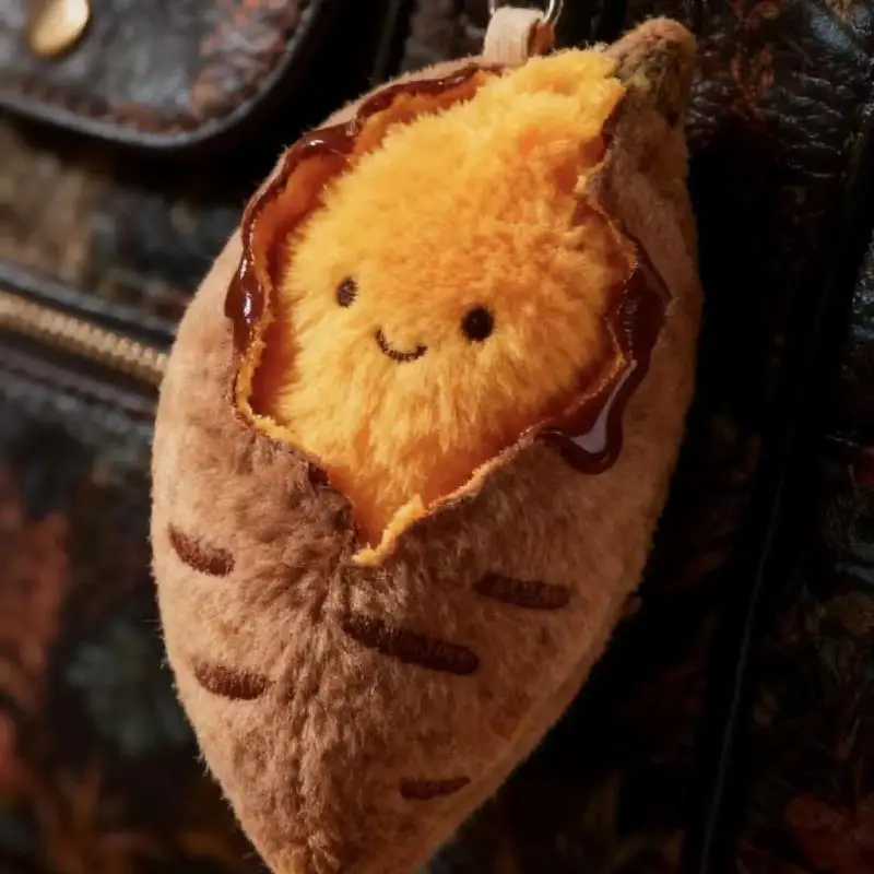 Porte-clés créatif en peluche de patate douce rôtie, simulation de dessin animé, pendentif de poupée en peluche, accessoires décoratifs, cadeaux, nouvelle collection