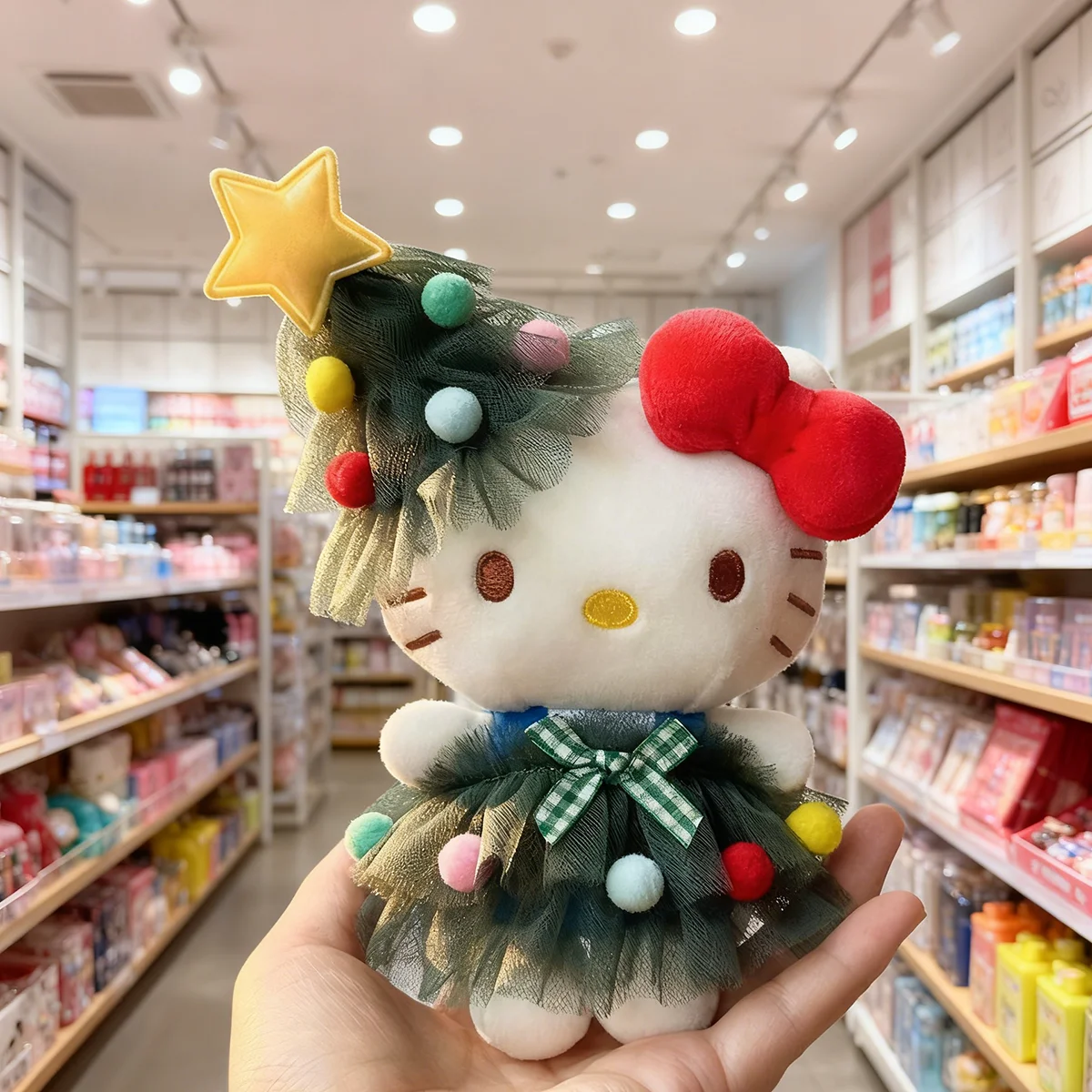 سانريو مرحبا كيتي أفخم دمية قلادة المفاتيح عيد الميلاد الزي أفخم سلاسل المفاتيح حقيبة الملحقات الهدايا مفتاح قلادة