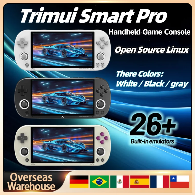 Trimui Smart Pro Handheld Game Console 4.96''IPS Screen RGB Lighting Joystick Smartpro Retro Video Game Linux System Consoles