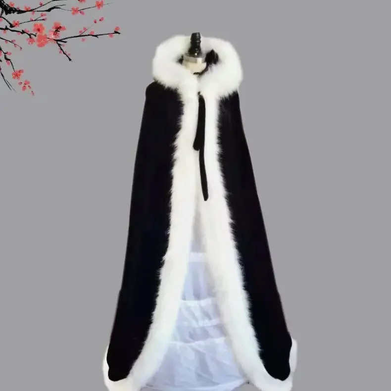 

2026 New Winter Artificial Fur Cloak Wedding Party Hooded Bride Jacket/Shawl Wedding Accessories