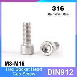 M3 M4 M5 M6 M8 M10 M12 M14 M16 DIN912 A4-70 316 Stainless Steel Hexagon Hex Socket Head Cap Allen Bolt Screw