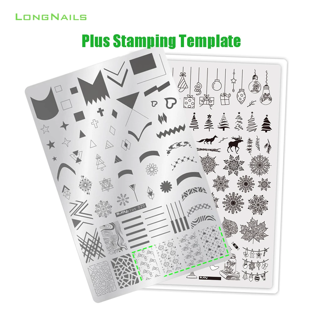 14.5*9.5cm Christmas Squid Plus Stamping Plate 70style Mesh Houndstooth Chess Butterfly Print Stencil Polish Transfer Nail Stamp