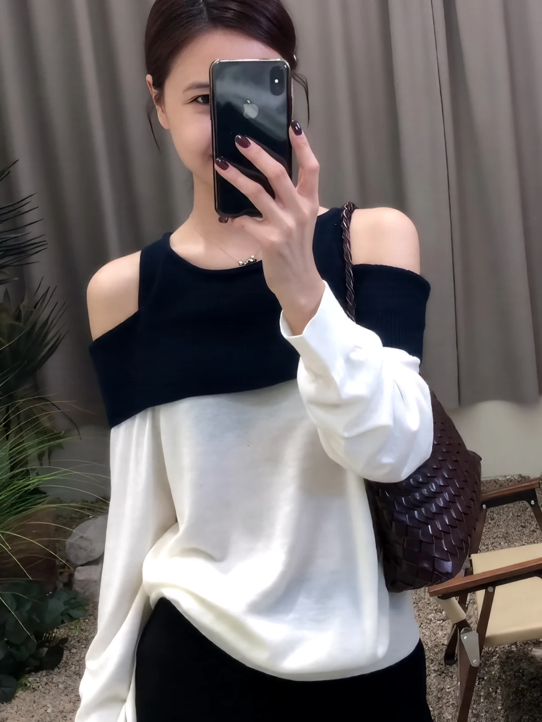 

Модный мягкий вязаный свитер с открытыми плечами и цветовыми блоками, удобный, в корейском стиле, свободного кроя, шерстяной топ для осени