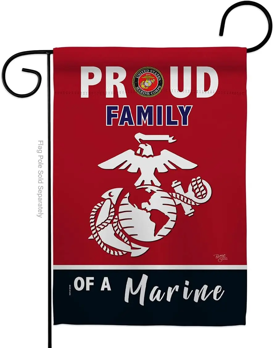 Breeze Decor Proud Family Garden Flag Armed Forces Marine Corps USMC Semper Fi United State American Military Veteran Retire Off