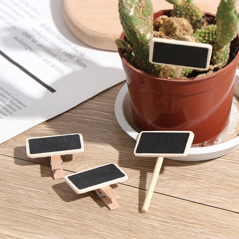 50Pcs Mini blackboard wood message slate rectangle clip clip panel card memos label