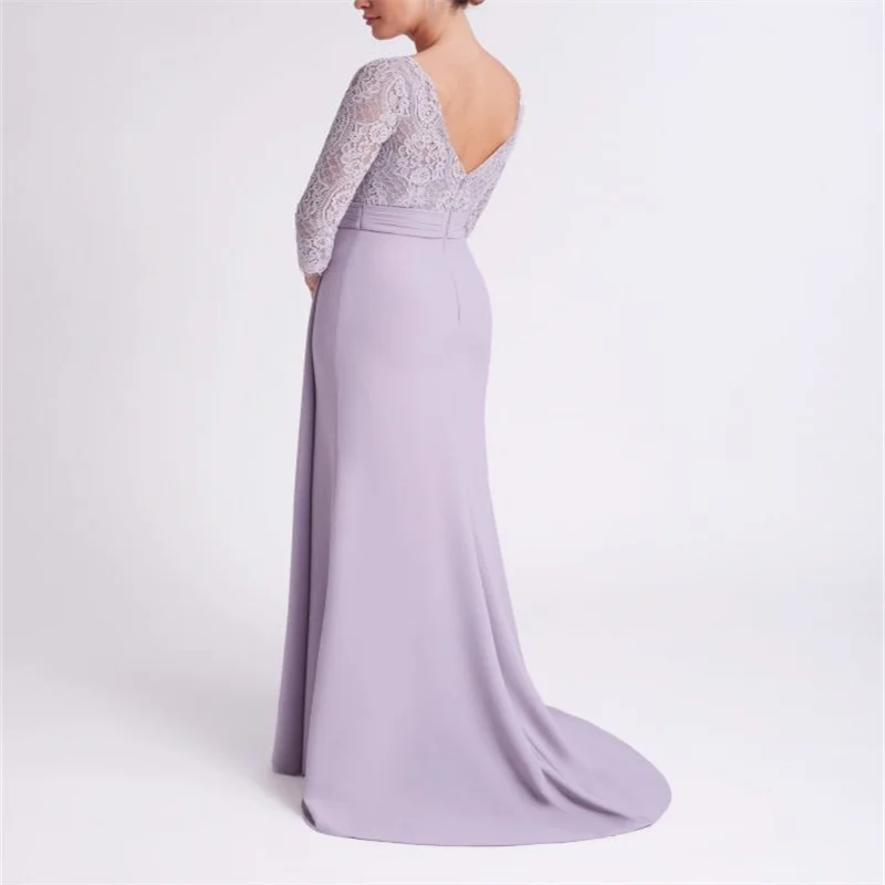 Mulong Saudi Arabia Long Light  Purple Lace Mother of the Bride Dresses 2023 Women's Dresses for Party 2022 Wedding Party Dress