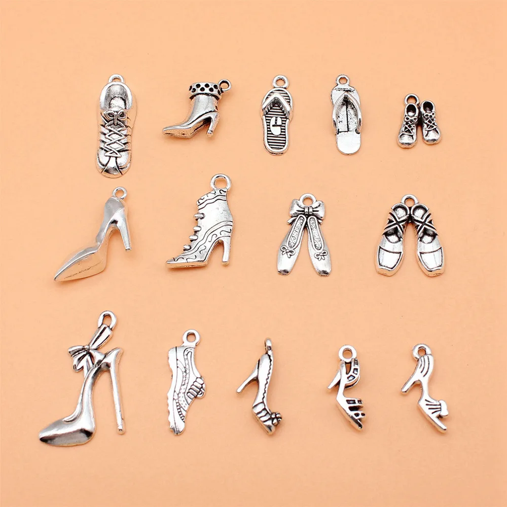 Accessories For Jewelry Slippers High Heels Cowboy Boots Sneakers Ballerinas Charms Collection  Crafts Car Pendant 14pcs