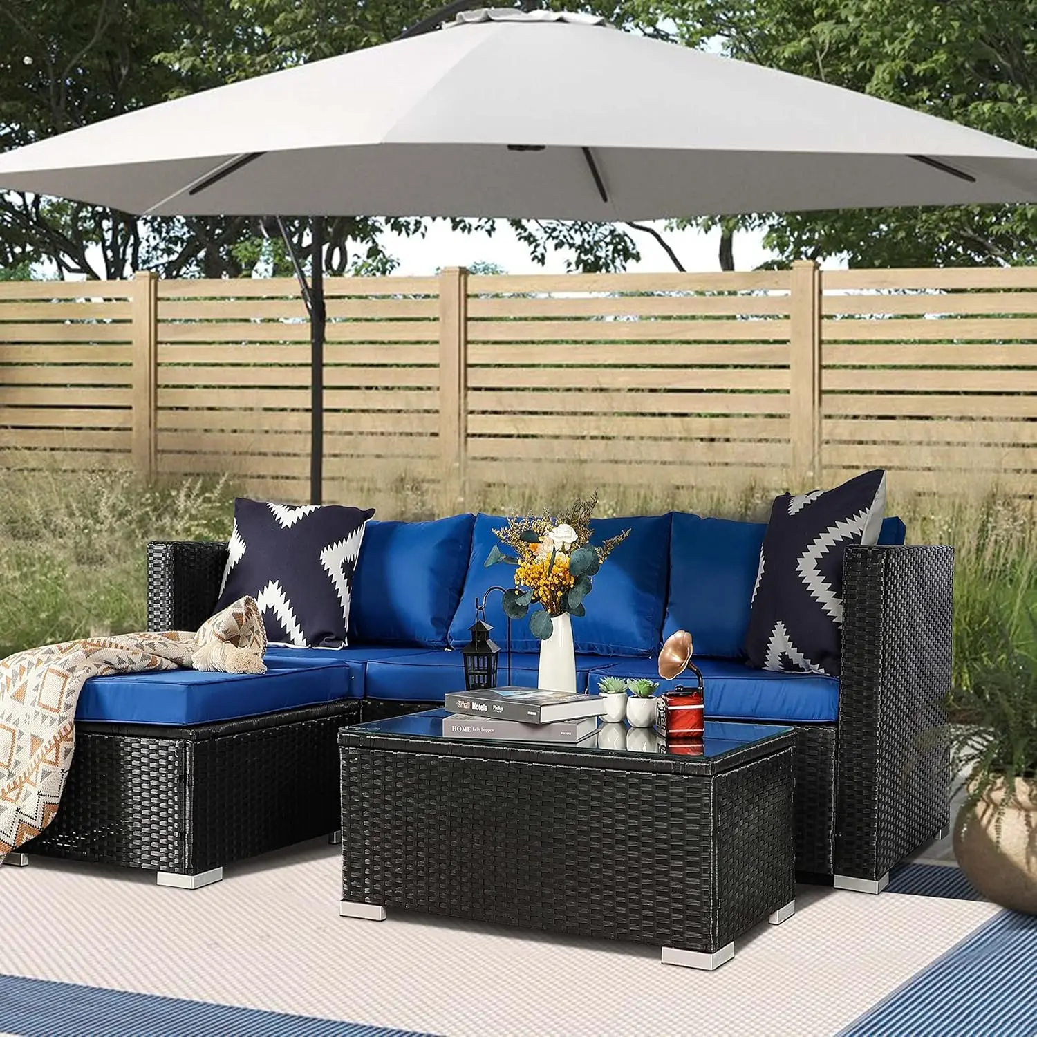 5 Piece Wicker Patio Furniture Sets, Patio Furniture Set,Patio Sectional Furniture Set,Outdoor Sectional Furniture, Outdoor Sets