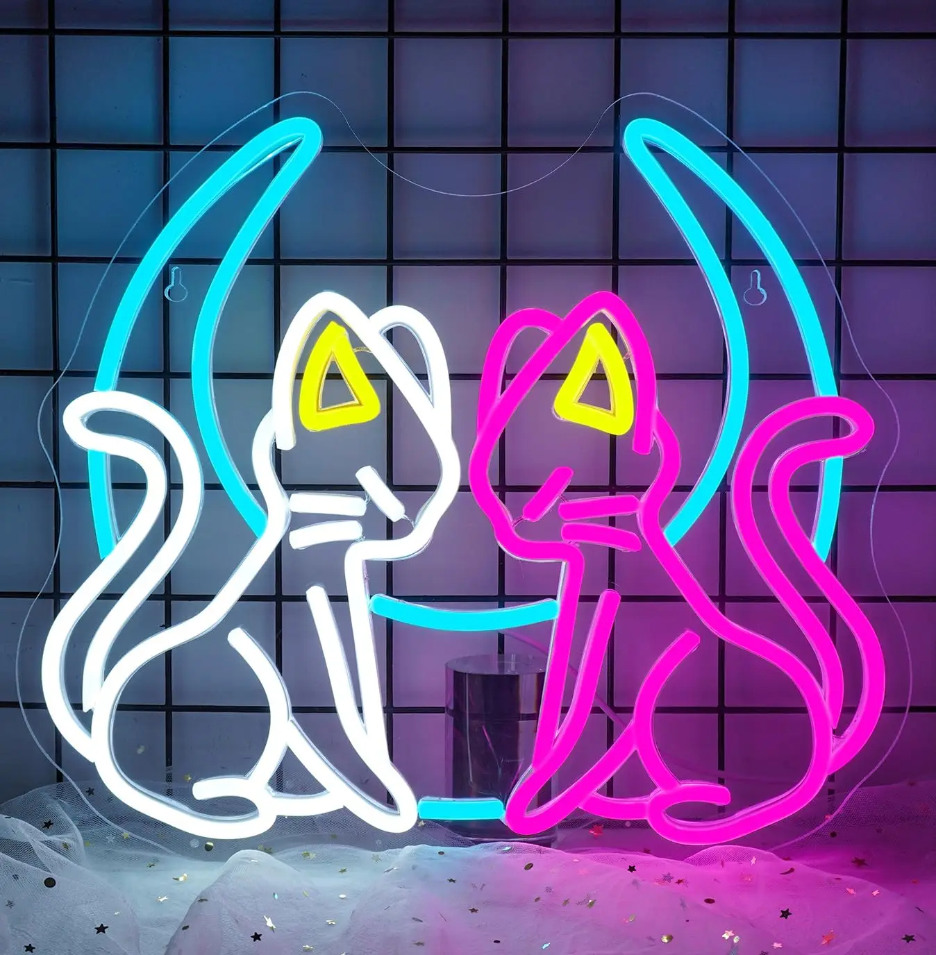 القمر القط النيون ضوء مخصص LED الحيوان الجمال الأعمال شعار ليلة مصباح ديكور غرفة نوم جدار متجر الأطفال هدية الطرف