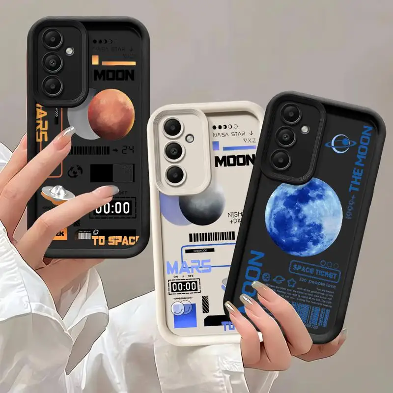 phone case for Samsung Galaxy A55 A52 A33 cases A24 A15 A12 A23 A22 5G A54 A52s A53 A14 funda Cover Moon Star Space People Love