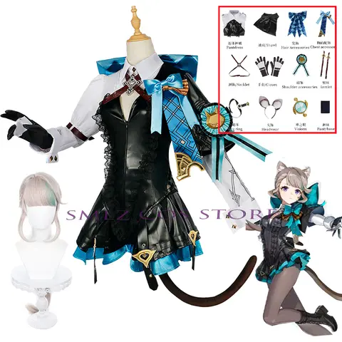 Oferta specjalna siostry Lynette Cosplay Anime Impact Twins kostium jednolita sukienka zestaw peruk impreza z okazji Halloween strój dla kobiety