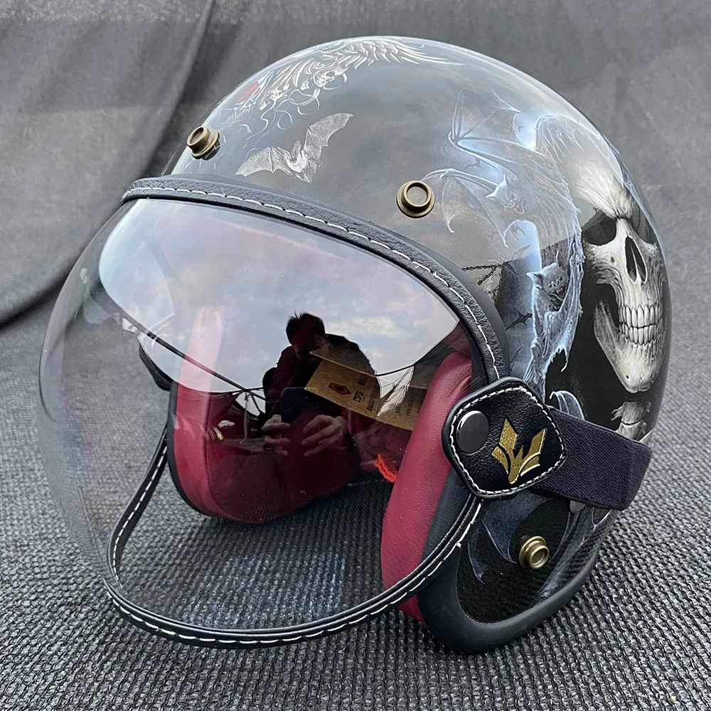 Universal Open Face 3/4 Helmet Visor Lens Bubble Motorcycle Windshield Capacete Lens Windproof Vintage Motorbike Helmet Goggles