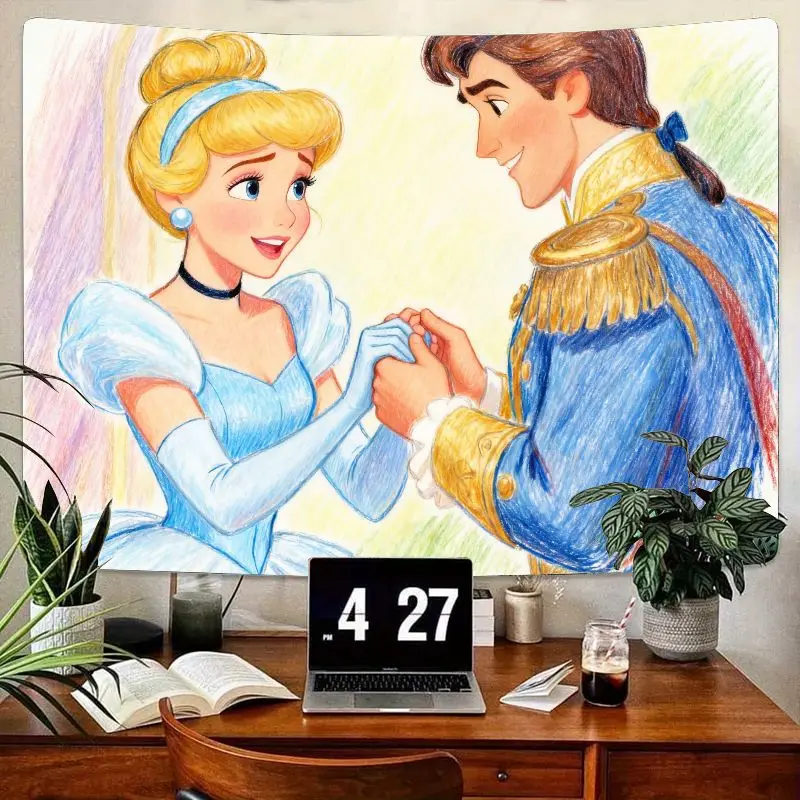 

1 шт. Очаровательный гобелен Золушки Принцессы Принц. Романтическое сказочное настенное искусство Kawaii для декора в общежитии для девочек и подарок.