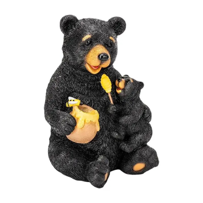 

Solar Bear Garden Statue Bear Sculpture Resin Bear Solar Garden Statues LED Bee Hive Garden Decor Solar Light Figurine Statue